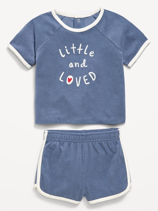 Image number 2 showing, Short-Sleeve Terry Graphic Top and Shorts Set for Baby