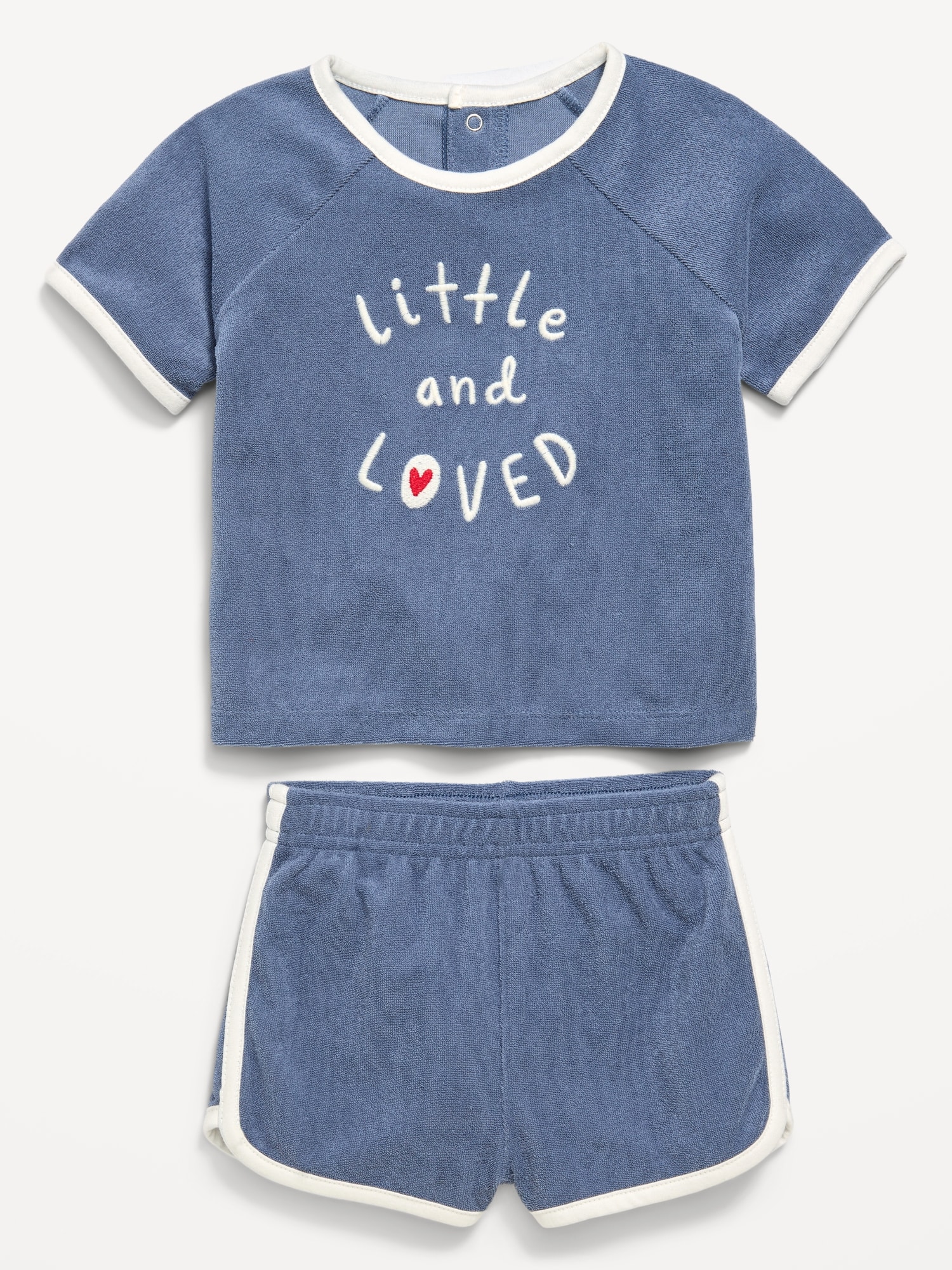Short-Sleeve Terry Graphic Top and Shorts Set for Baby