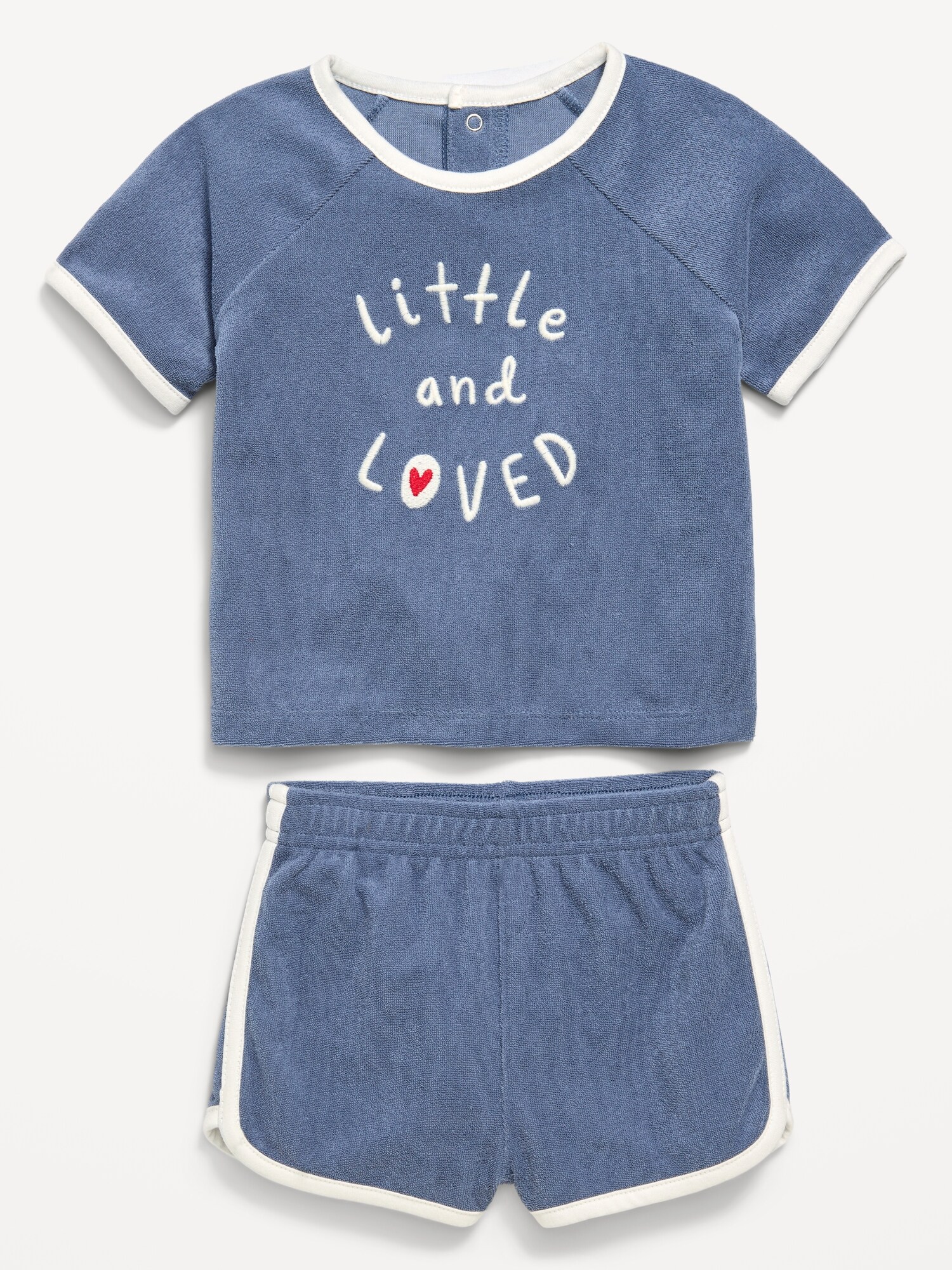 Детский комплект Old Navy: махровый топ с принтом и шорты для младенцев, цвет: Little And Loved — фото 2