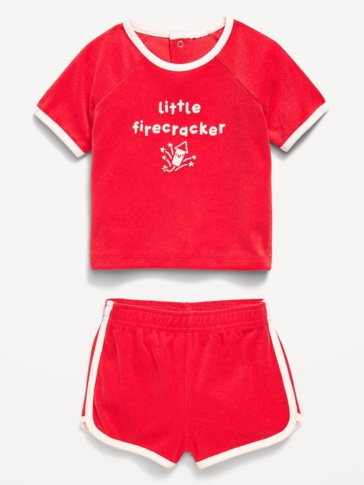 Image number 2 showing, Short-Sleeve Terry Graphic Top and Shorts Set for Baby