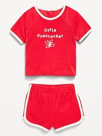 Image number 2 showing, Short-Sleeve Terry Graphic Top and Shorts Set for Baby