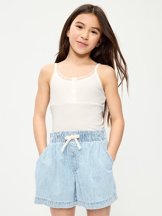 Image number 1 showing, Fitted Lace-Trim Henley Tank Top for Girls