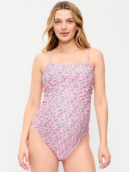 Image number 1 showing, Maternity Ruched One-Piece Swimsuit