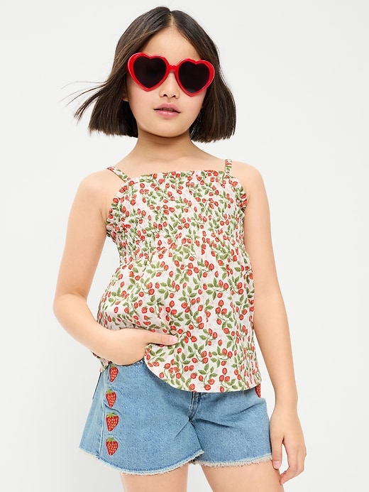 Image number 1 showing, Printed Sleeveless Textured Smocked Top for Girls