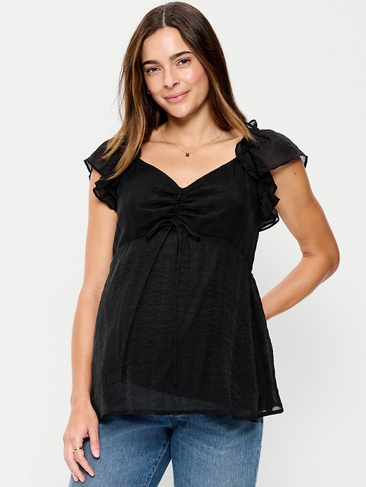 Image number 1 showing, Maternity Ruffle-Sleeve Top