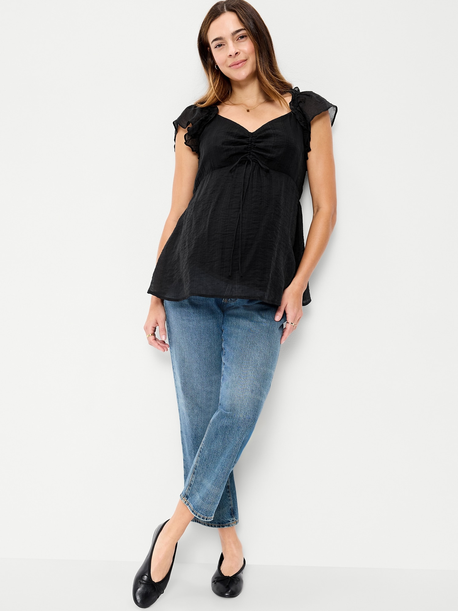 Maternity Ruffle-Sleeve Top
