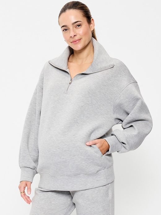 Image number 1 showing, Maternity Bounce Fleece Half-Zip Pullover