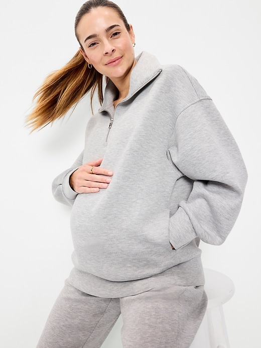 Image number 3 showing, Maternity Bounce Fleece Half-Zip Pullover