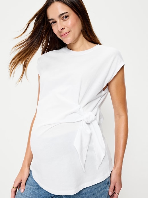 Image number 3 showing, Maternity Short-Sleeve Side-Tie Top