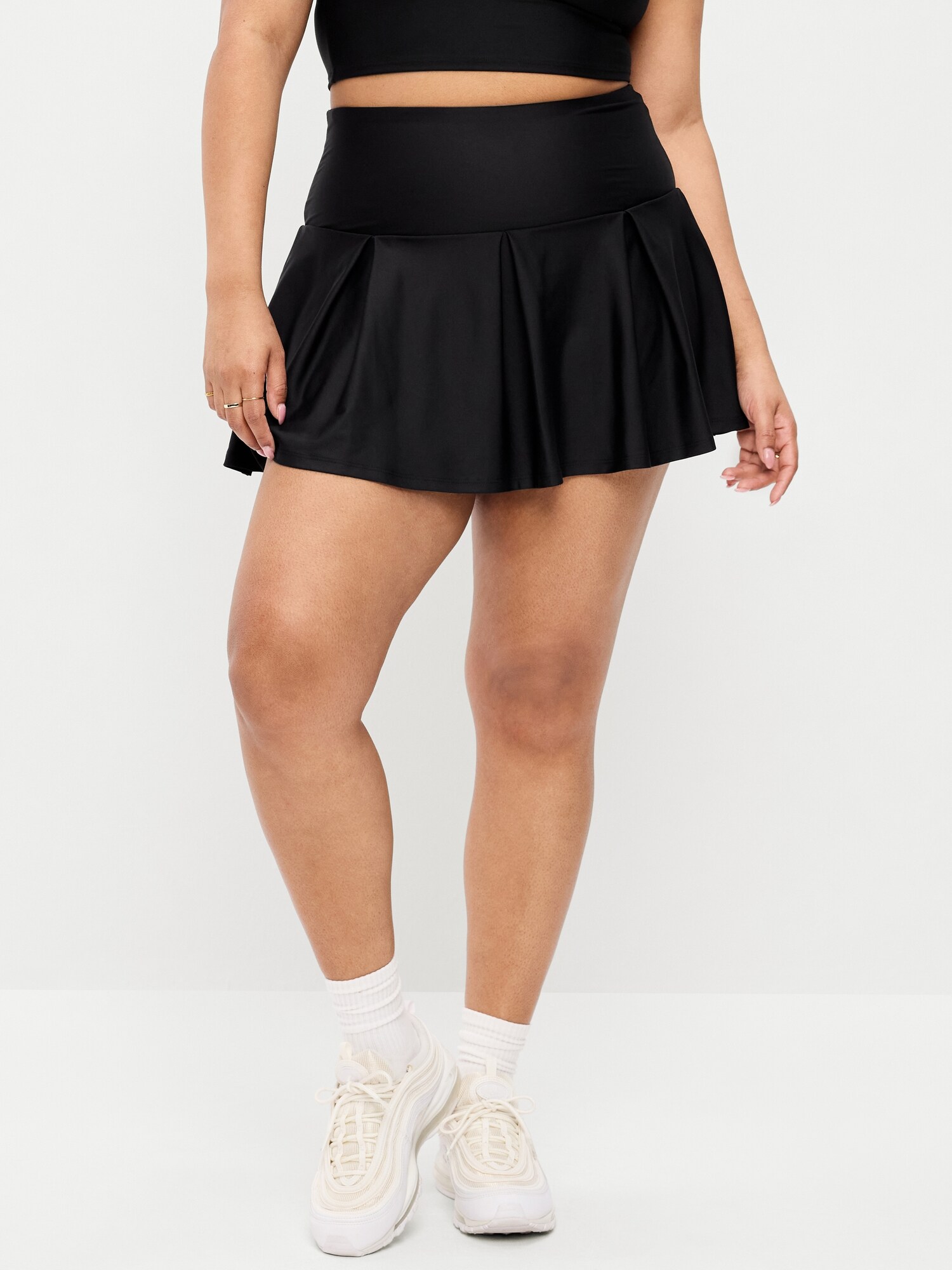 Женская юбка-шорты Old Navy Extra High-Waisted Drop-Waist PowerSoft Skort, цвет: Чёрный — фото 4