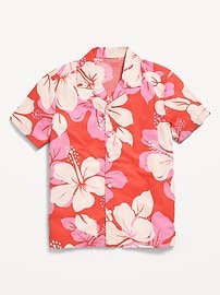 Image number 1 showing, Printed Short-Sleeve Poplin Shirt for Boys