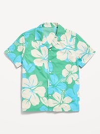 Image number 1 showing, Printed Short-Sleeve Poplin Shirt for Boys