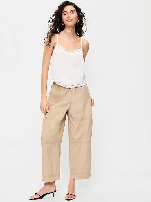 Image number 1 showing, Mid-Rise Pull-On Cropped Utility Pants