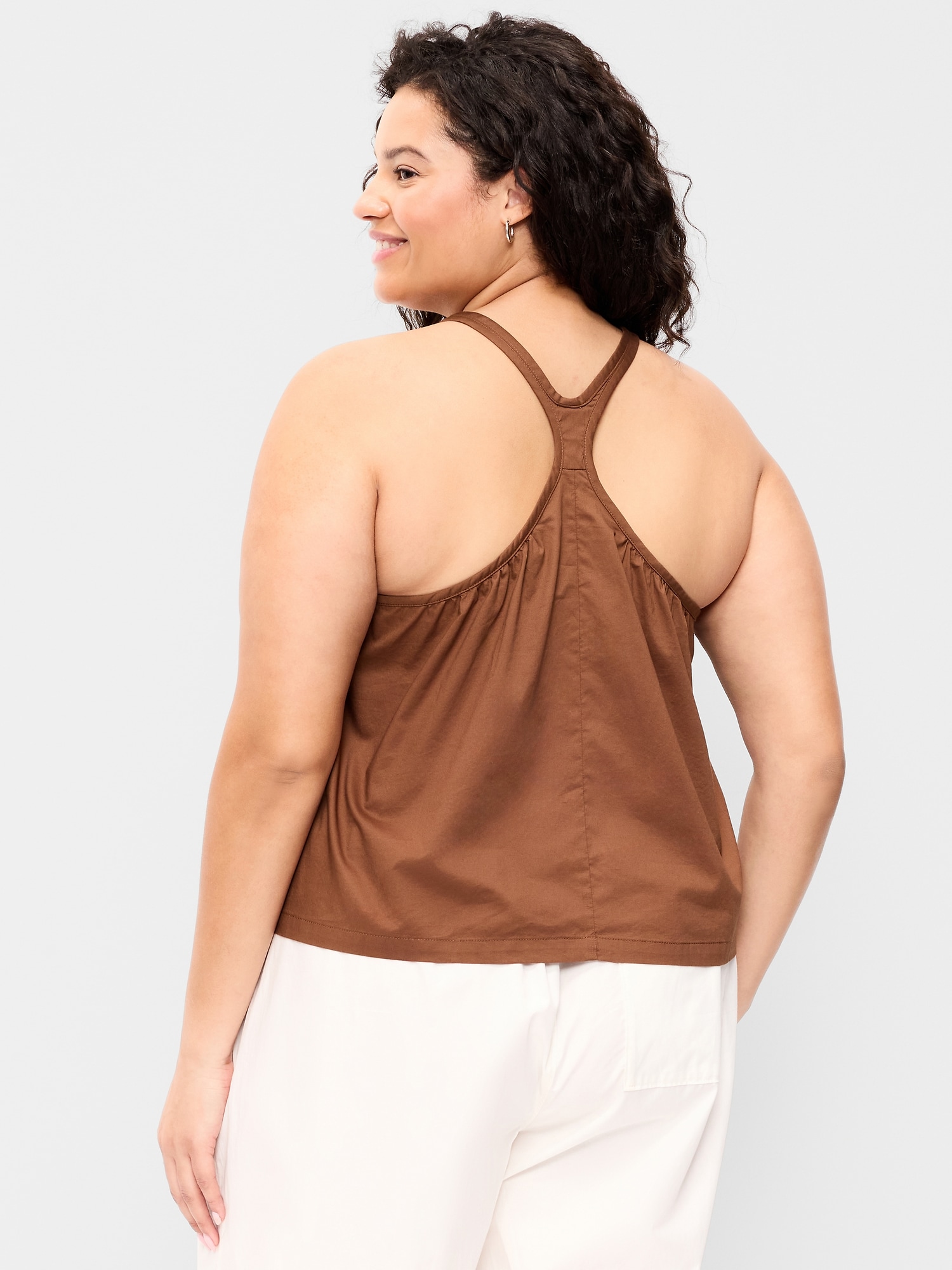 トップス CHIEKO classy tank-top Linen Draped Collar Tank Top | Elegant Women's Sleeveless Blouse
