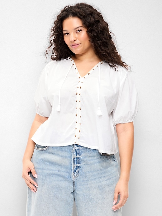 Image number 6 showing, Short-Sleeve Beaded Top