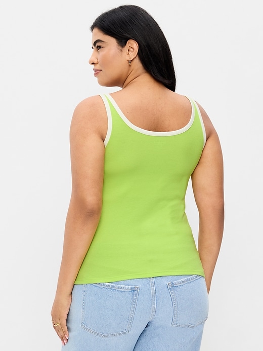 Image number 7 showing, First-Layer Ribbed Scoop-Neck Tank Top