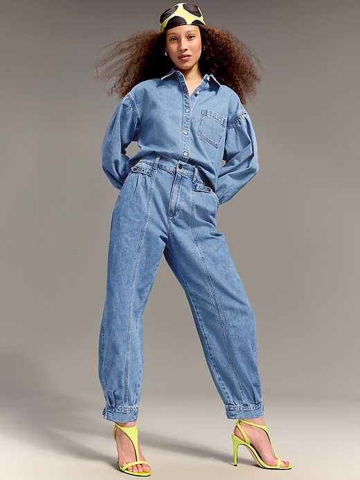 Image number 1 showing, Old Navy x Christopher John Rogers High-Waisted Barrel Jeans