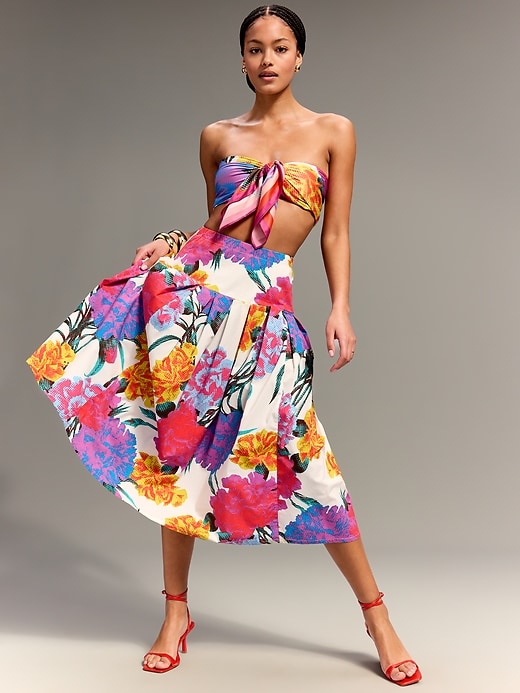 Image number 1 showing, Old Navy x Christopher John Rogers Drop-Waist Midi Skirt