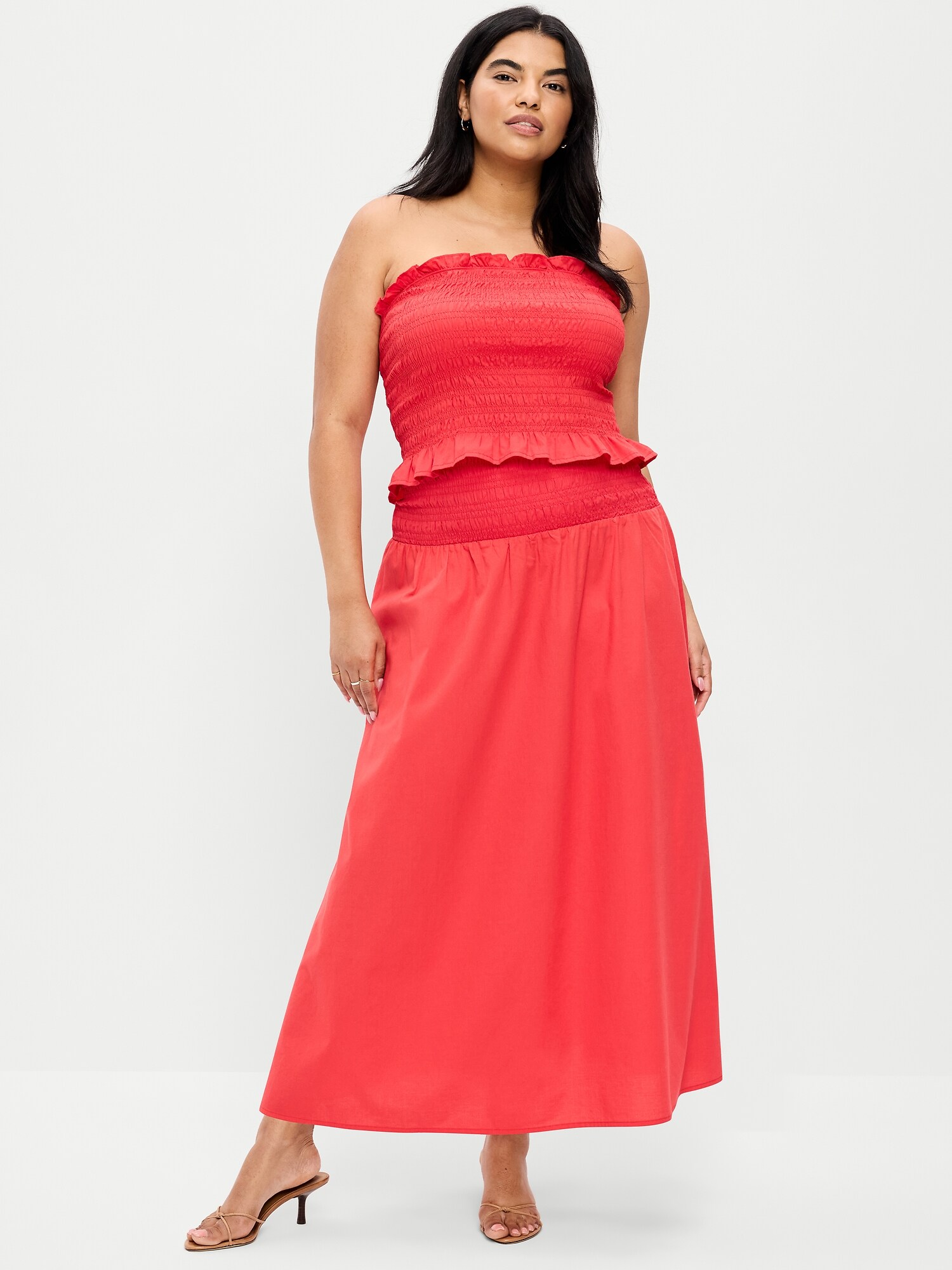 Женская юбка Old Navy Twill Smocked-Waist Maxi, цвет: Красный — фото 5