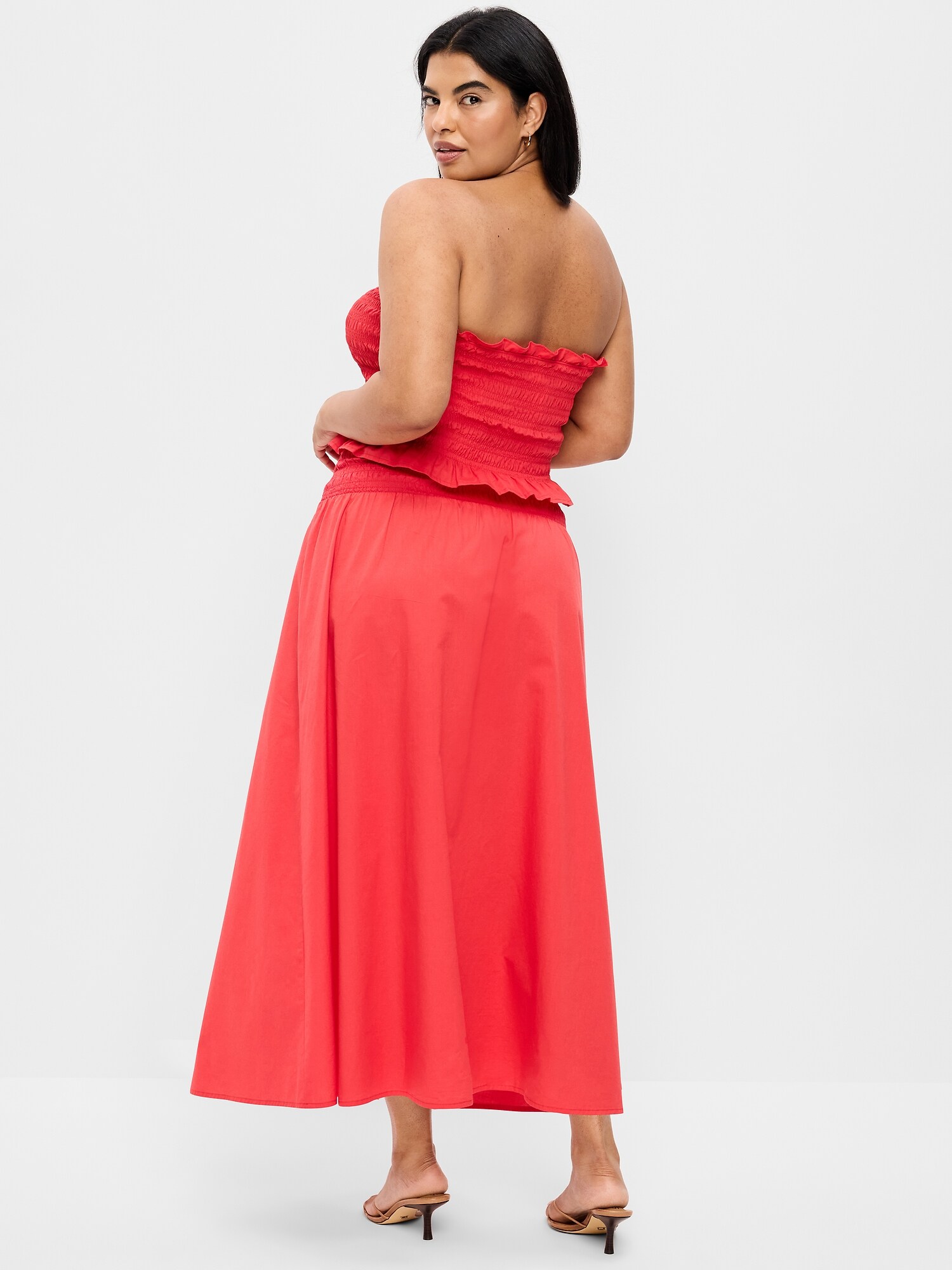 Женская юбка Old Navy Twill Smocked-Waist Maxi, цвет: Красный — фото 6