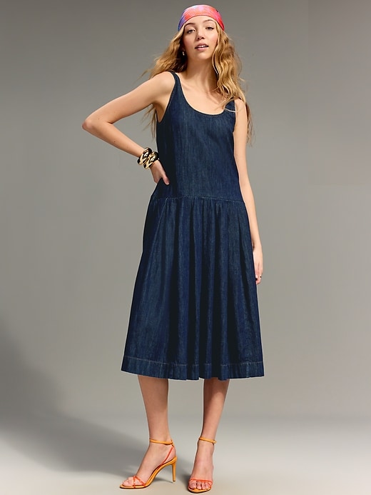 Image number 1 showing, Old Navy x Christopher John Rogers Drop-Waist Jean Dress