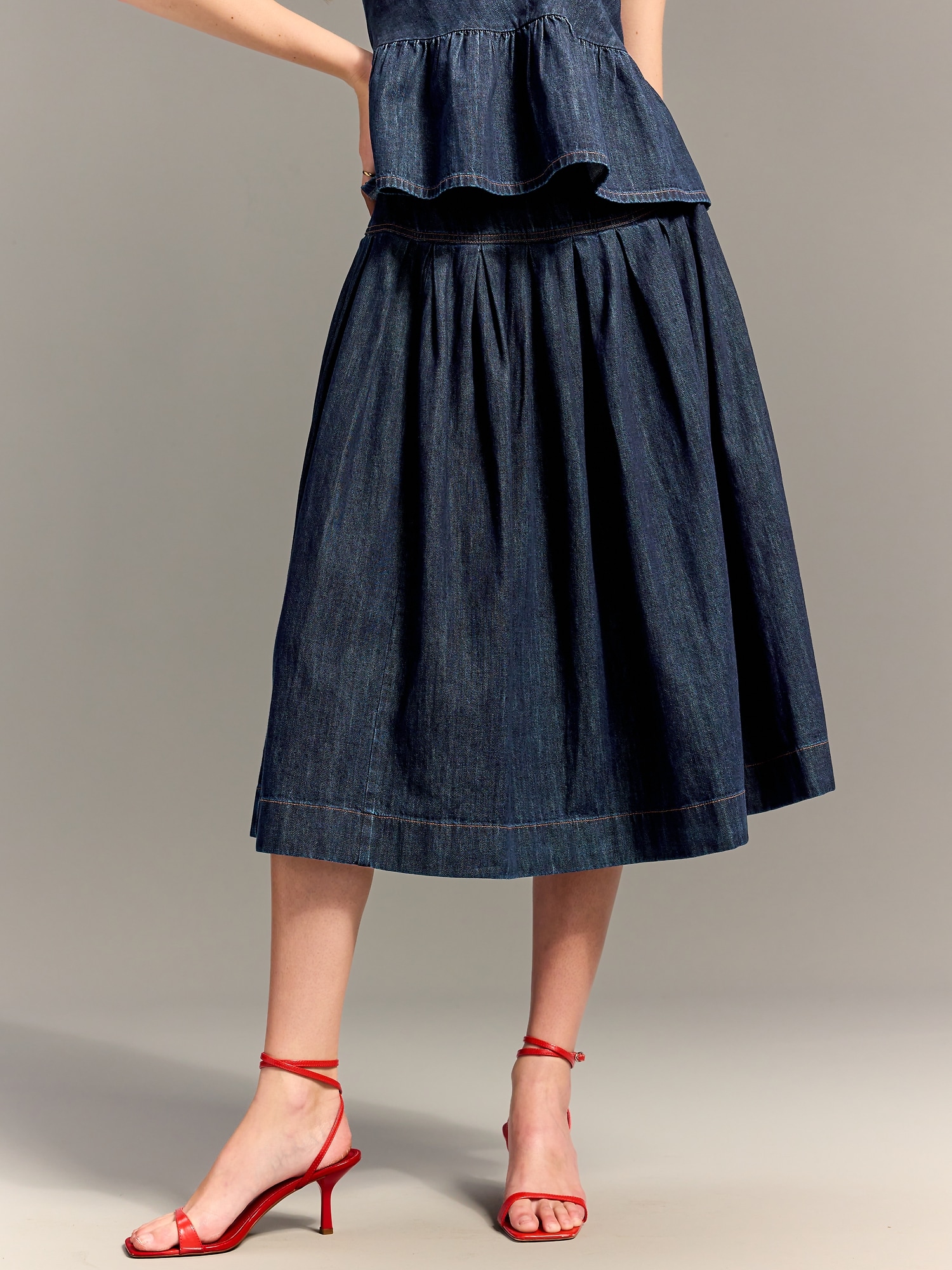Old Navy x Christopher John Rogers Drop-Waist Jean Midi Skirt