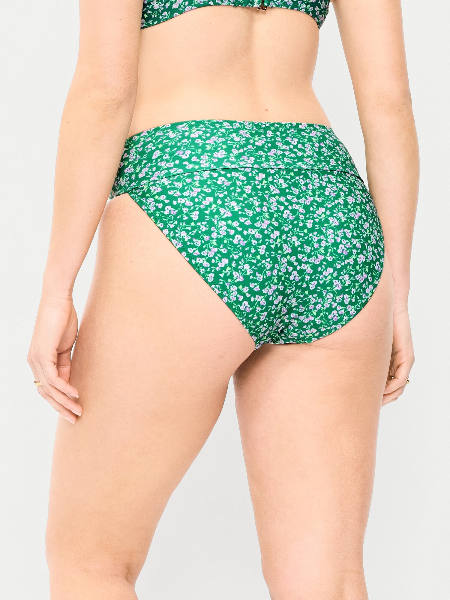 Низ бикини Cinched, крой бикини, высокая посадка — Old Navy, цвет: Зелёный с принтом — фото 6