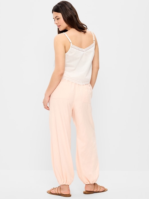 Image number 7 showing, Mid-Rise Linen-Blend Cinched-Ankle Pants