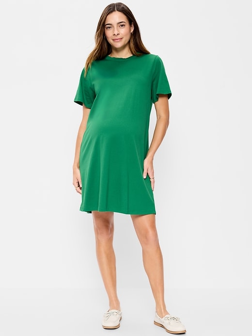 Image number 1 showing, Maternity Vintage Crew-Neck Mini T-Shirt Dress