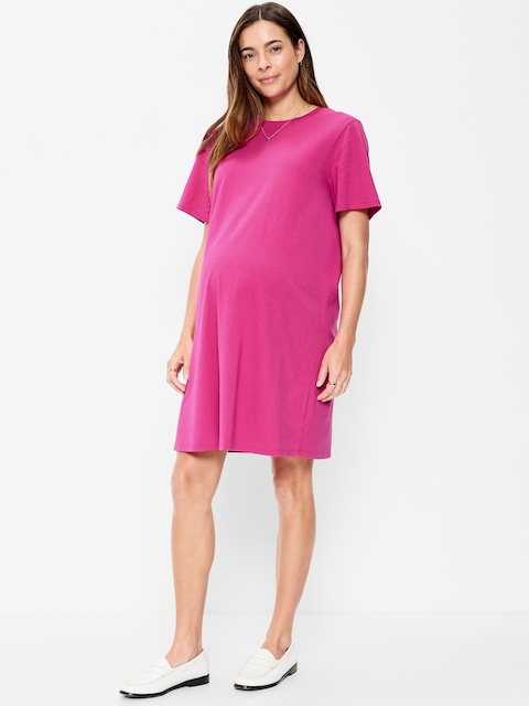 Maternity Vintage Crew-Neck Mini T-Shirt Dress