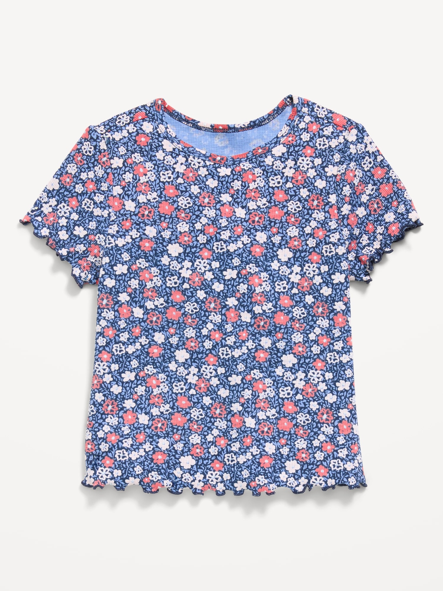 Printed Short-Sleeve Ribbed T-Shirt for Toddler Girls