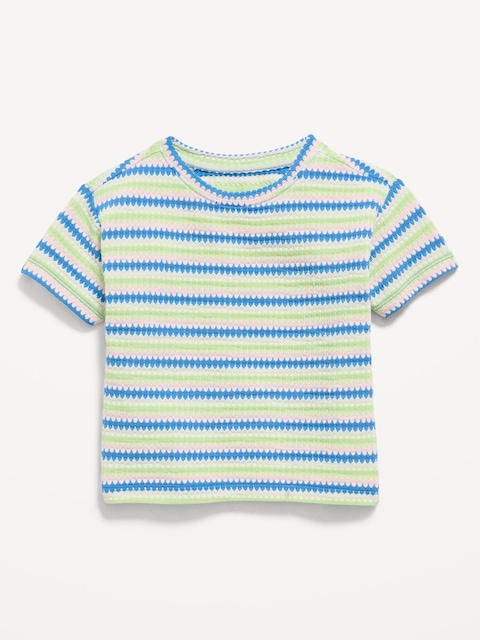 Short-Sleeve Striped Knit Top for Toddler Girls
