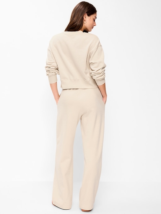 Image number 2 showing, High-Waisted Fleece Wide-Leg Sweatpants