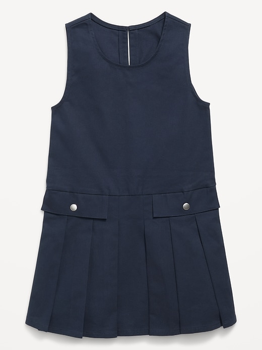 Image number 3 showing, Sleeveless School Uniform Twill Dress for Girls