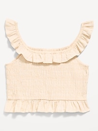 Image number 3 showing, Sleeveless Fitted Ruffled Smocked Top for Girls