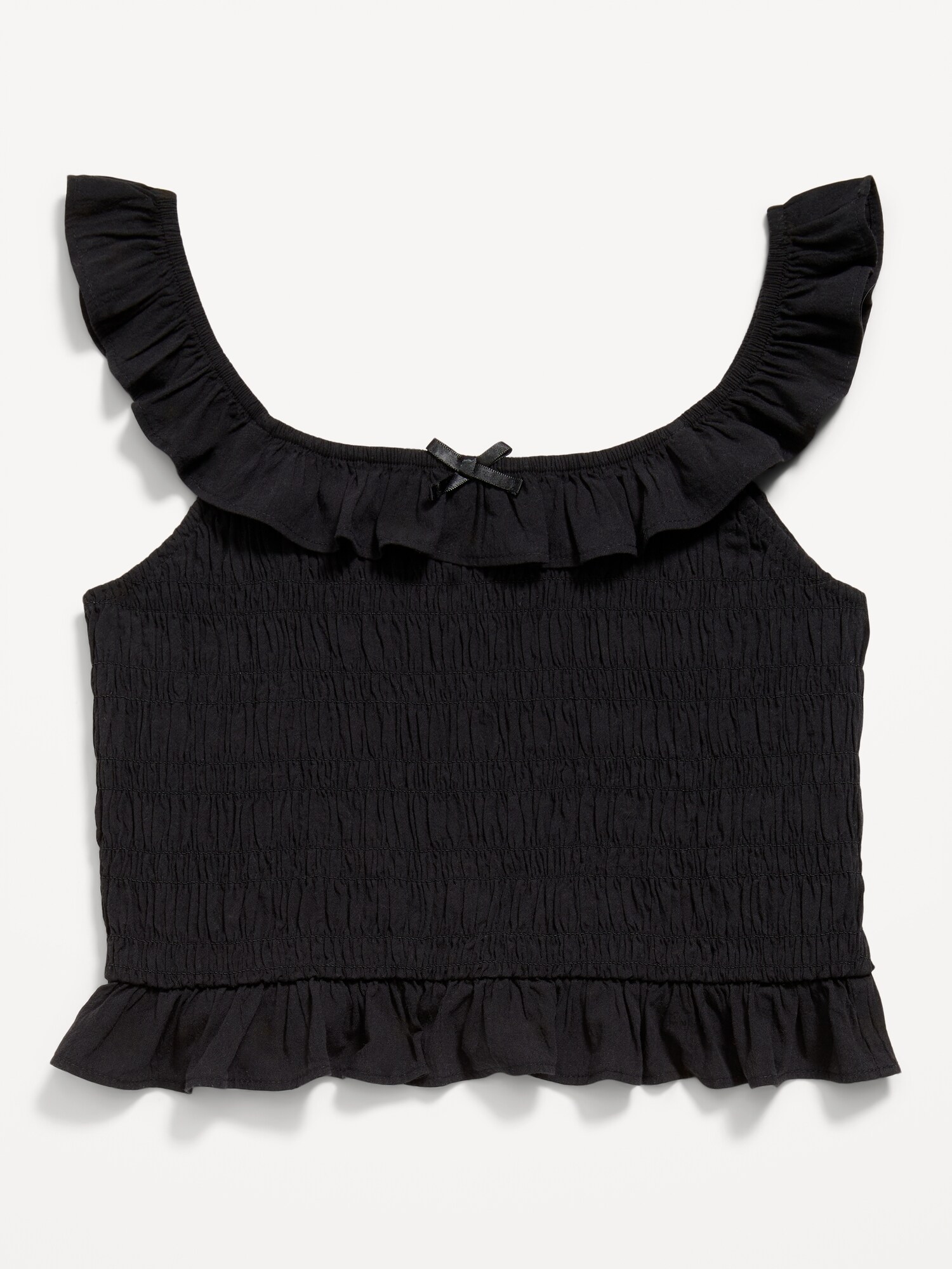 Топ Old Navy Sleeveless Fitted Ruffled Smocked Top для девочек, цвет: Чёрный — фото 2