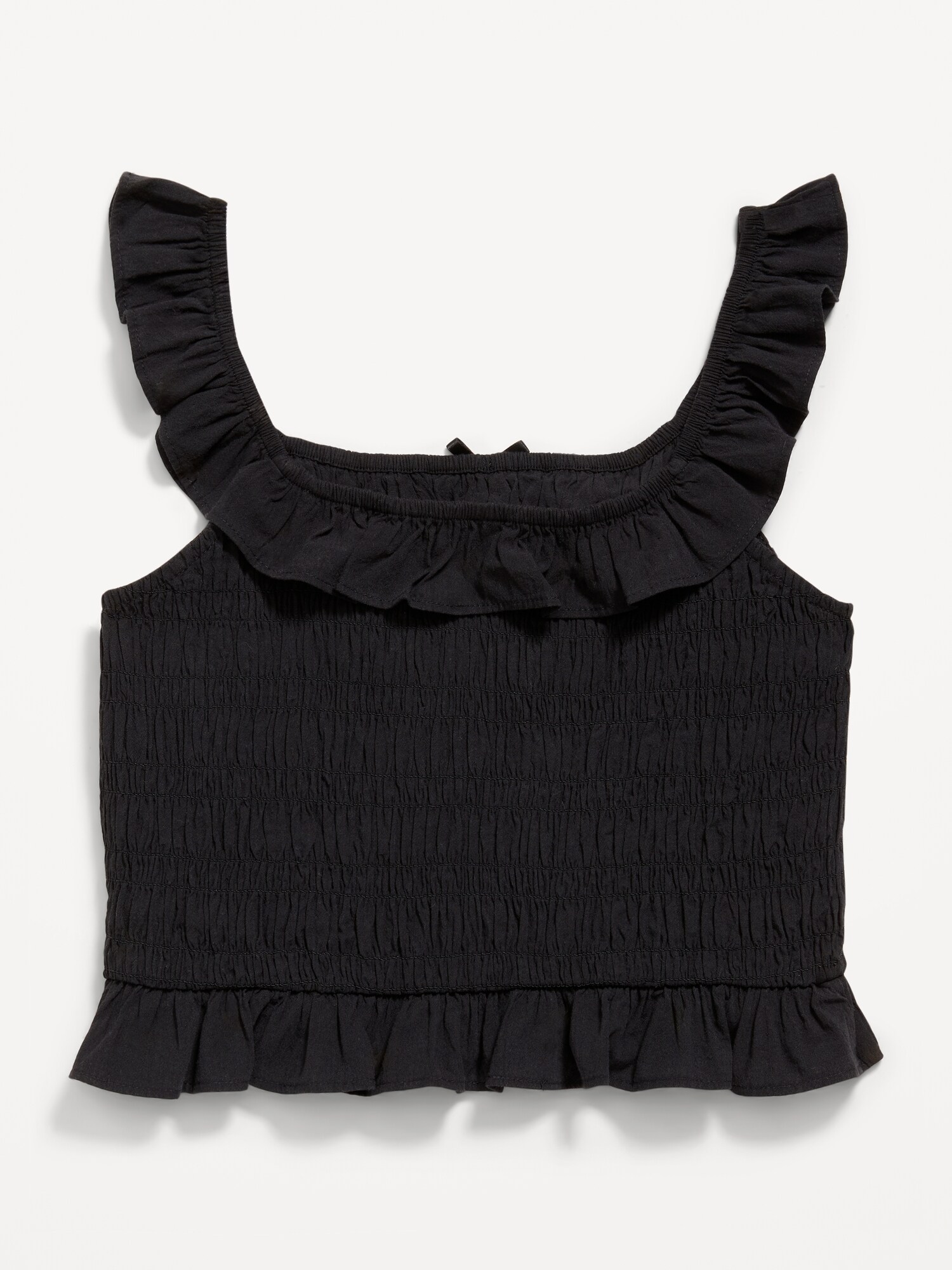 Топ Old Navy Sleeveless Fitted Ruffled Smocked Top для девочек, цвет: Чёрный — фото 3