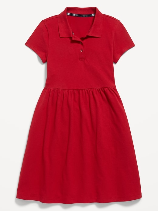 Image number 3 showing, School Uniform Fit & Flare Pique Polo Dress for Girls