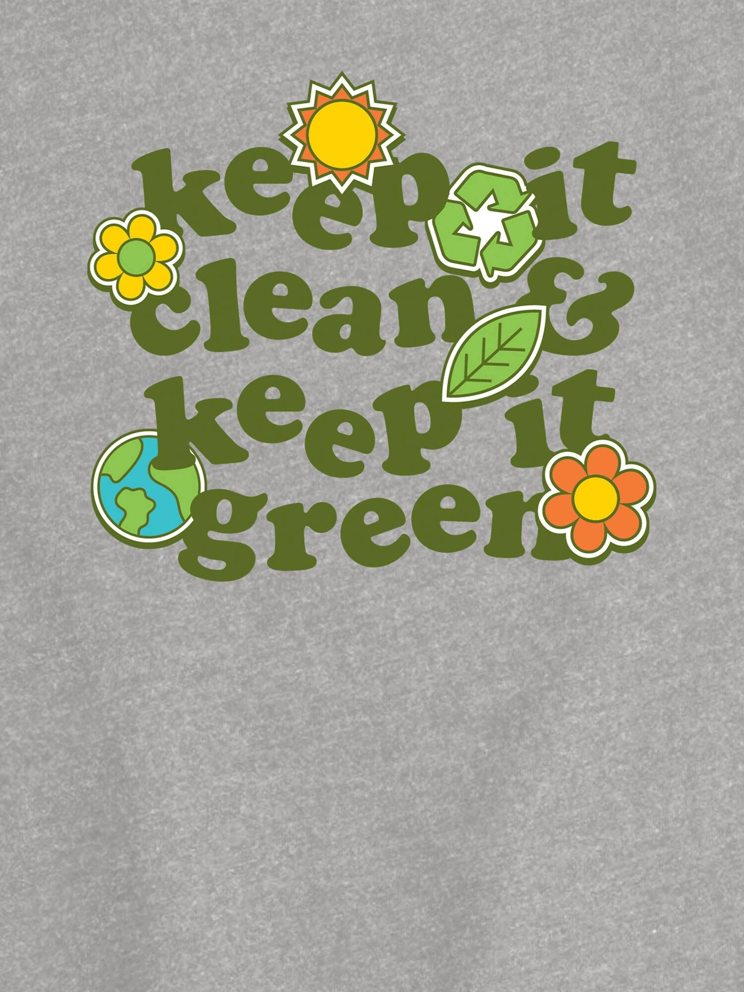 Футболка Old Navy Keep Clean Keep Green Short Sleeve Graphic T-Shirt для девочек, цвет: Меланжевый серый — фото 2