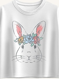 Image number 2 showing, Easter Bunny Face Short Sleeve Boxy Graphic T-Shirt For Girls