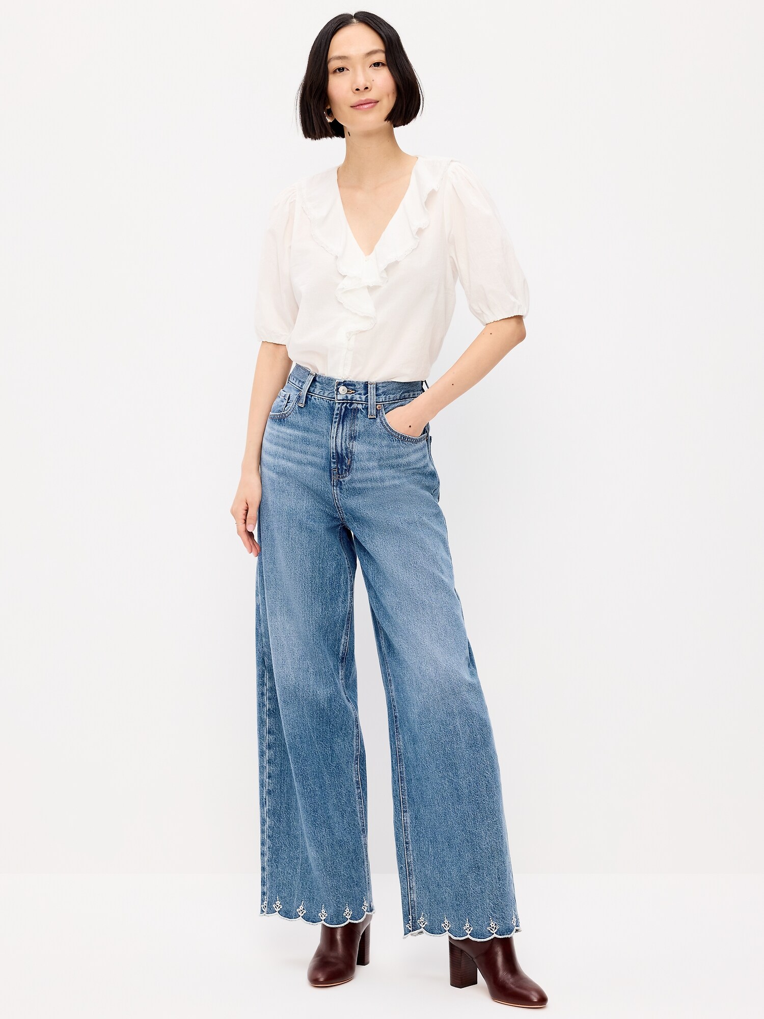 High-Waisted Baggy Wide-Leg Jeans