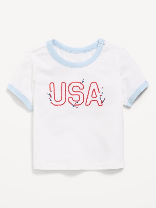 Image number 1 showing, Short-Sleeve Ringer Graphic T-Shirt for Toddler Girls