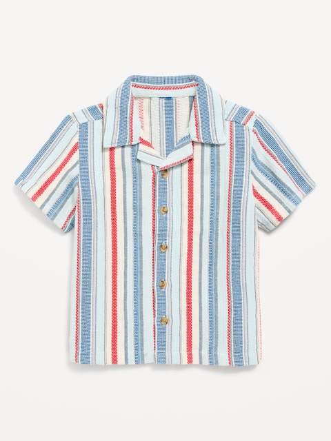 Short-Sleeve Striped Textured Shirt for Toddler Boys