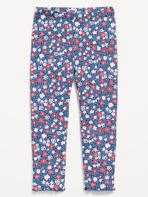 Printed Rib-Knit Full-Length Leggings for Toddler Girls