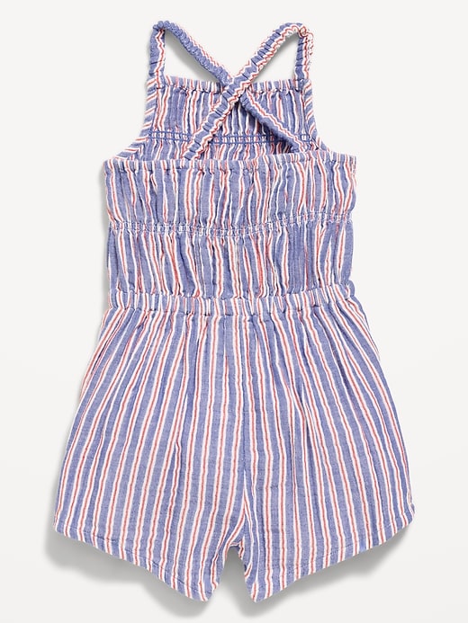 Image number 3 showing, Sleeveless Double-Weave Smocked Romper for Toddler Girls