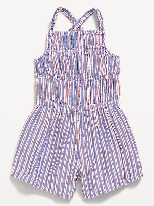 Image number 2 showing, Sleeveless Double-Weave Smocked Romper for Toddler Girls