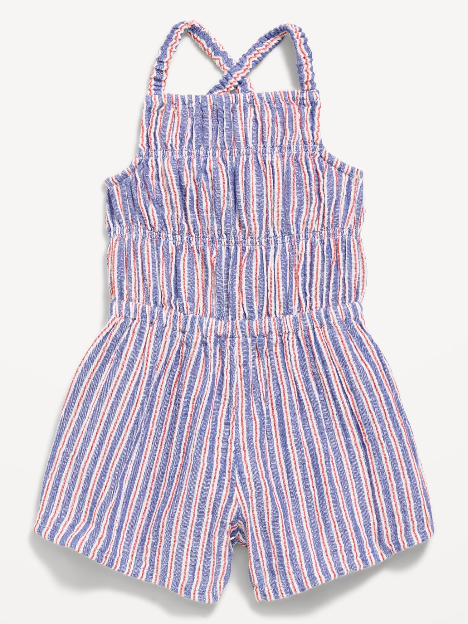 Sleeveless Double-Weave Smocked Romper for Toddler Girls