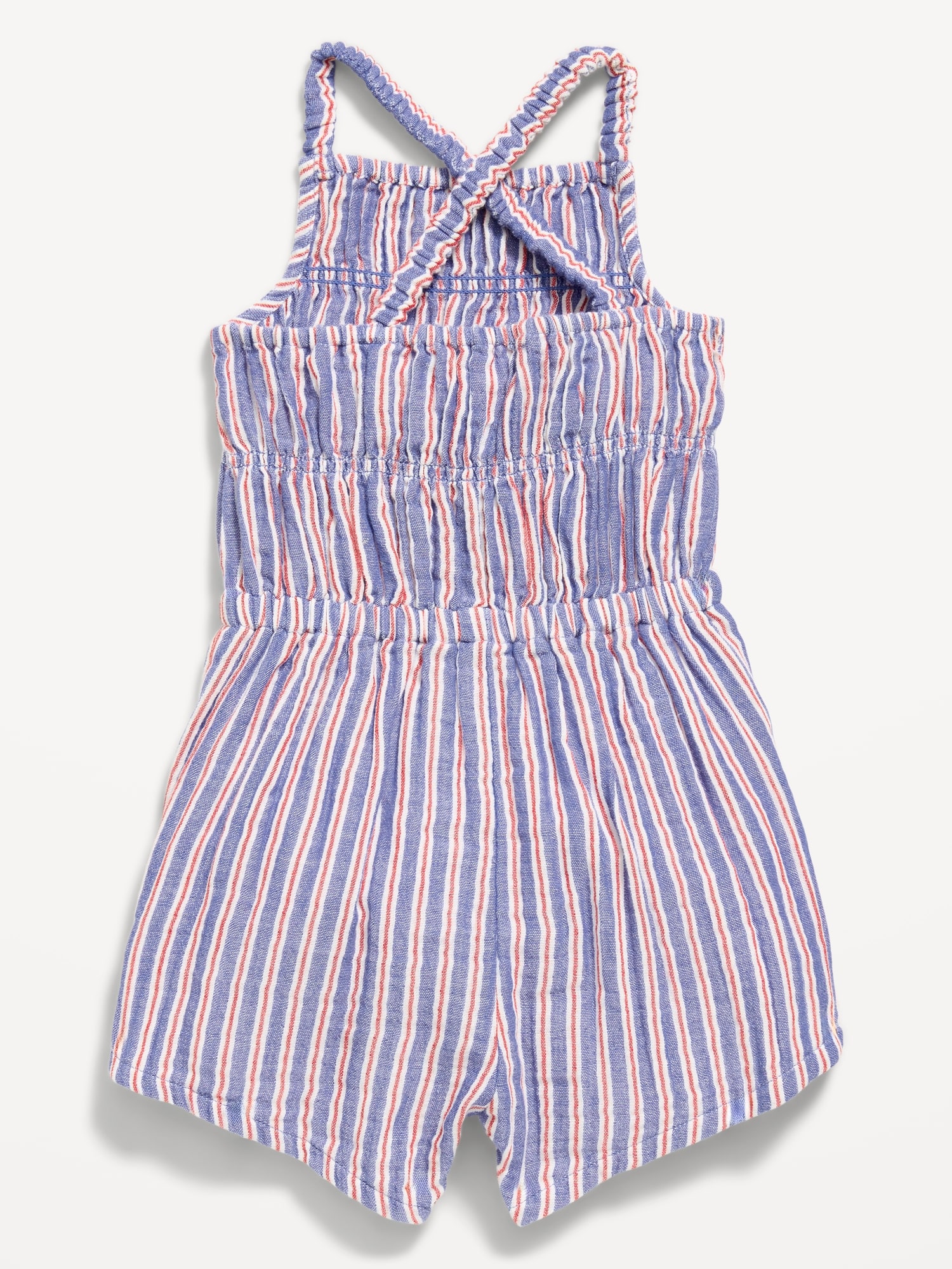 Sleeveless Double-Weave Smocked Romper for Toddler Girls