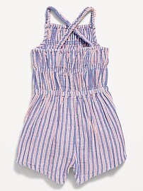 Image number 3 showing, Sleeveless Double-Weave Smocked Romper for Toddler Girls