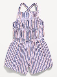 Image number 2 showing, Sleeveless Double-Weave Smocked Romper for Toddler Girls